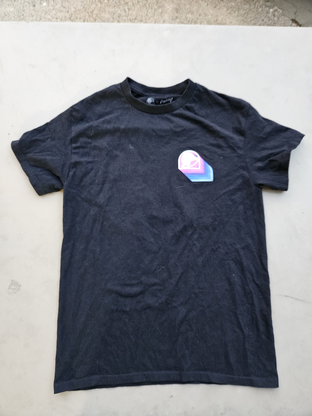 Taco Bell Black Short-Sleeve Crewneck T-Shirt with Gradient Pocket Logo